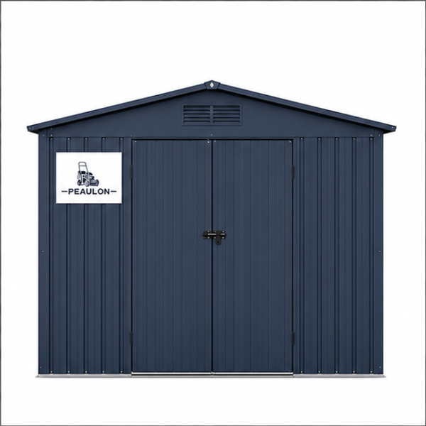 Peaulon 8x6 ft Charcoal Grey Metal Garden Storage Shed with Apex Roof