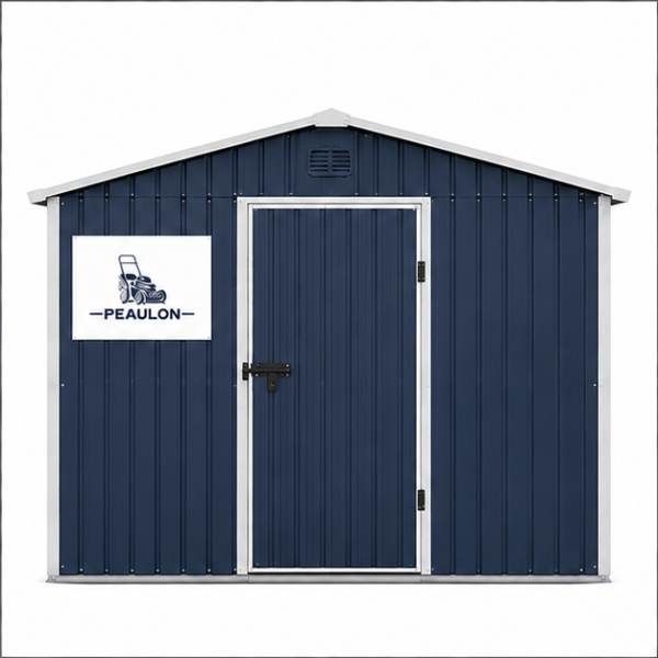 Peaulon 6x5 ft Navy Blue Metal Garden Storage Shed with Single Door and White Trim