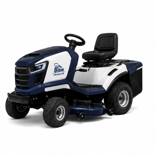 Peaulon 42-inch Deck Navy Blue Riding Lawn Mower with Rear Grass Collection