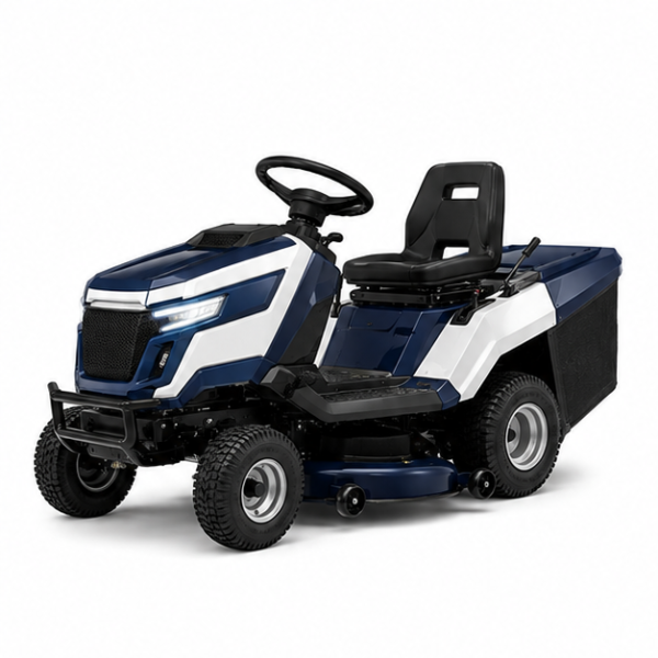 Peaulon 46-inch Deck White and Navy Riding Lawn Mower with Rear Collection Box