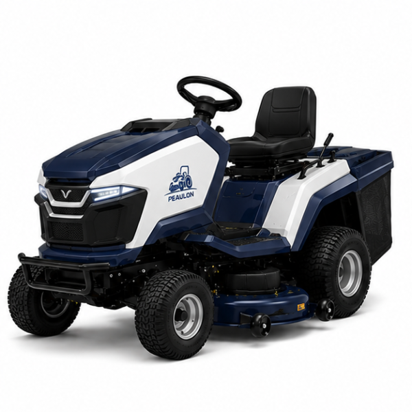Peaulon 44-inch Deck Navy Blue Riding Lawn Mower with V-Grille Front and LED Headlights