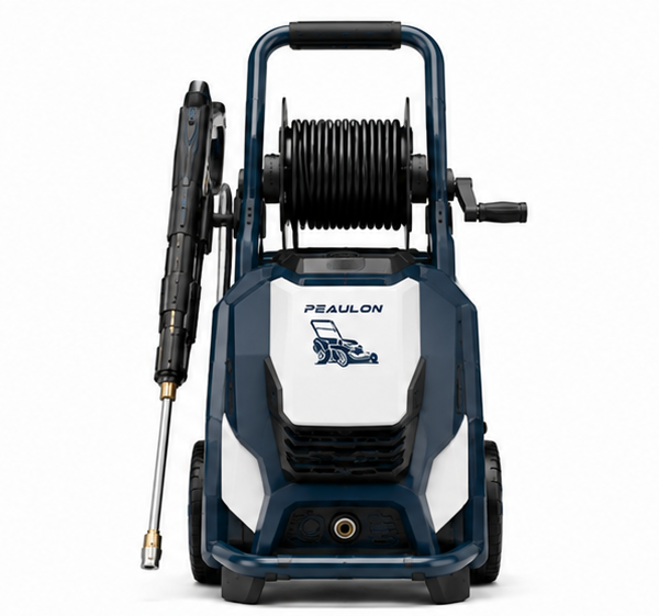 Peaulon Compact Electric Pressure Washer with Angled Vent Panel and Hose Reel