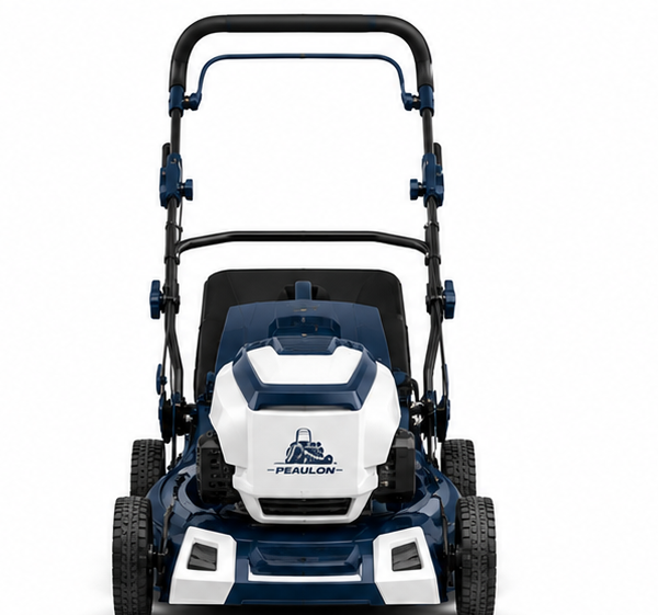 Peaulon 21-inch Deck Navy Blue Gas Push Lawn Mower with Rear Bag