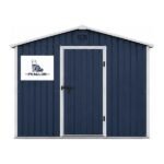Peaulon 6x5 ft Navy Blue Metal Garden Storage Shed with Single Door and White Trim