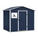 Peaulon 6x5 ft Navy Blue Metal Garden Storage Shed with Single Door and White Trim - Image 3