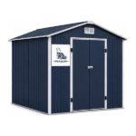 Peaulon 6x8 ft Navy Blue Metal Garden Storage Shed with Gable Roof and Double Doors - Image 3